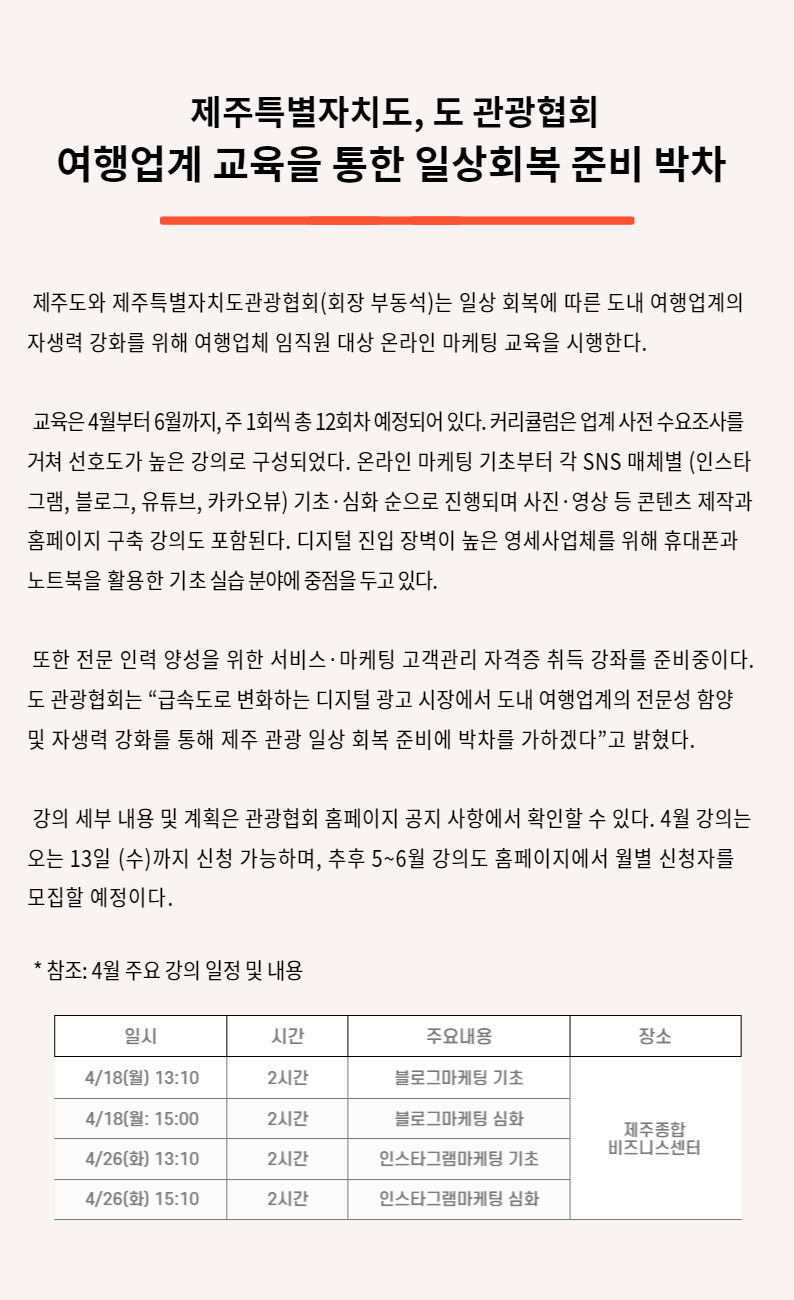 여행업체 임직원 대상 온라인 마케팅 교육 시행.jpg