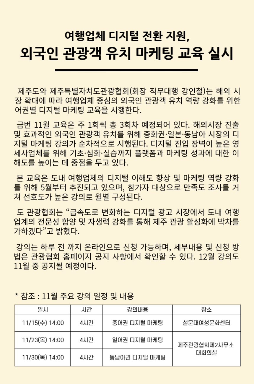 여행업체 디지털전환 지원 외국인 관광객 유차 마케팅 교육 실시.jpg